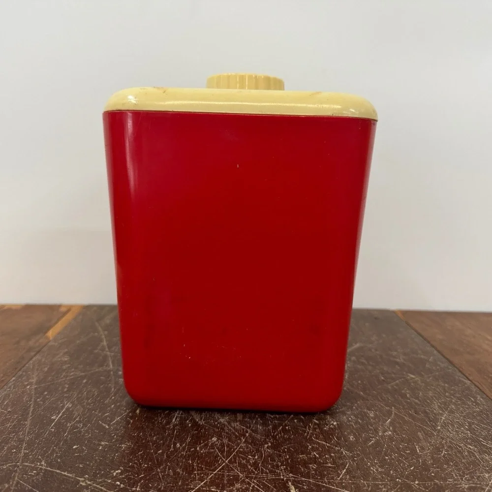 Vintage Retro Plastic Red White Cream SUGAR Canister‎